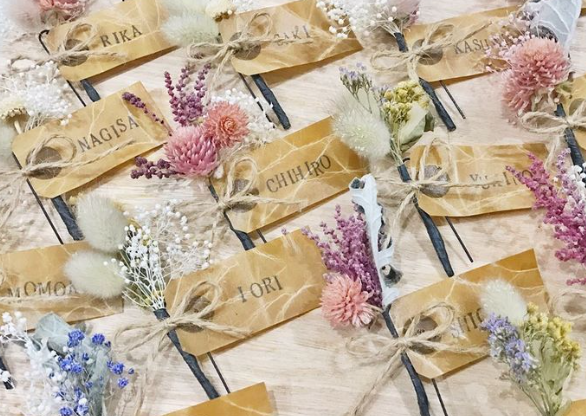 ドライフラワー席札